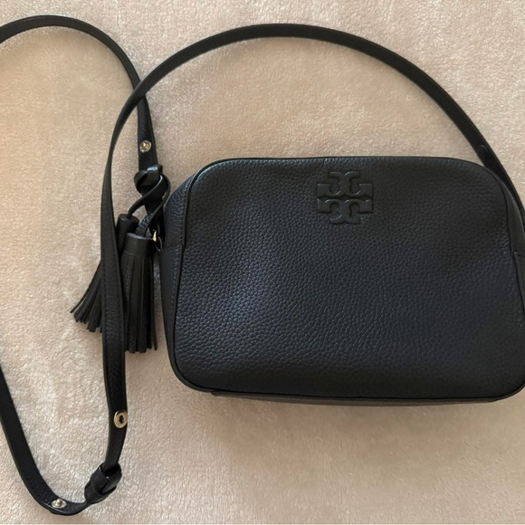 Tory Burch Black Leather Crossbody Bag with Tassel - Picture 1 of 1